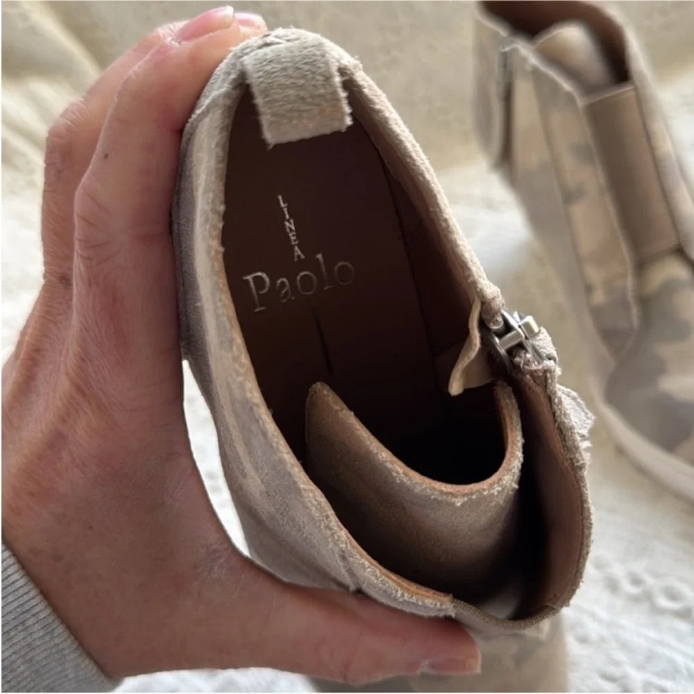 Paolo Tan Camouflage Wedge Sneakers